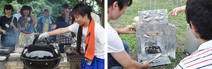 ゼミ合宿では、ダッチオーブンを使った料理や自家製ピザ窯でのピザづくりなど、経験したことのない料理に全員でチャレンジ